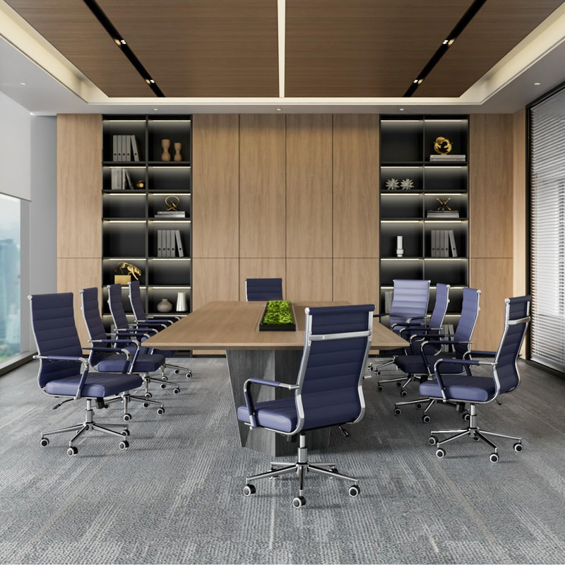 Navy Blue Executive Office Chair Ergonomic Leather Swivel Adjustable gallery