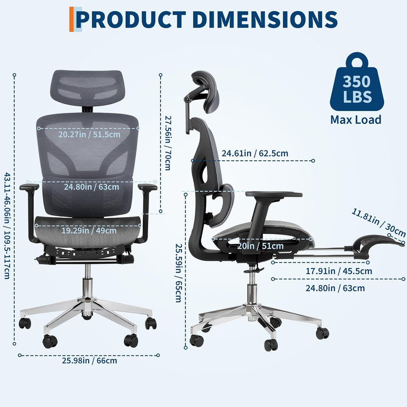 Ergonomic High Back Mesh Office Chair with Footrest & Adjustable Armrests gallery