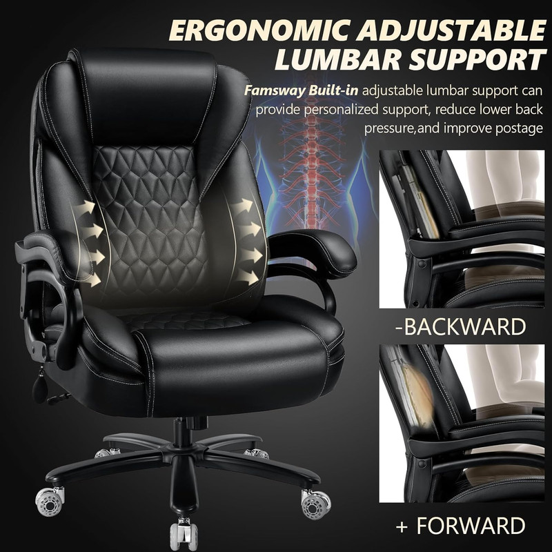 600lb Big & Tall Office Chair – Heavy Duty Ergonomic Executive Chair w/ Lumbar S gallery