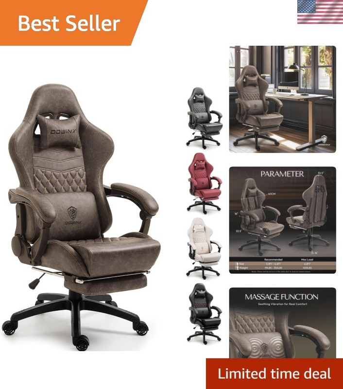 Big & Tall Vintage Gaming Chair for Adults, 400 lb Capacity Heavy Duty Ergono...