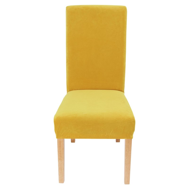 Smiry Velvet Stretch Dining Room Chair Covers Set of 4, Mustard Yellow gallery