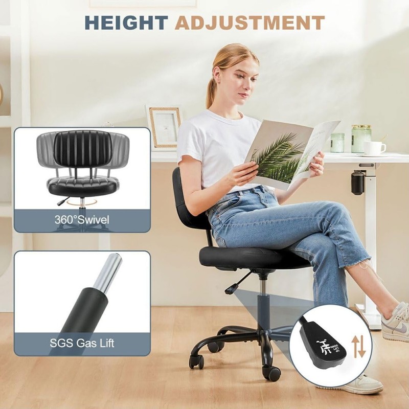 360° Swivel Desk Chair, Upholstered Faux Leather Height Adjustable Taskchai gallery