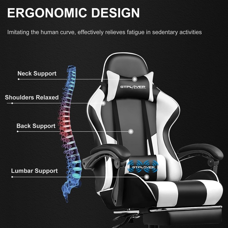 Gaming Chair, Computer Chair with Footrest and Lumbar Support, Height Adjusta... gallery