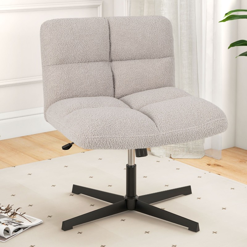 Armless Office Desk Chair Modern Swivel Vanity Chair with Wide Seat Grey gallery