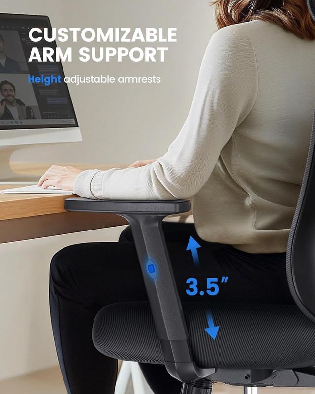 Ergonomic Office Chair with Padded Lumbar Support, 2D Headrest, Adjustable Armre gallery