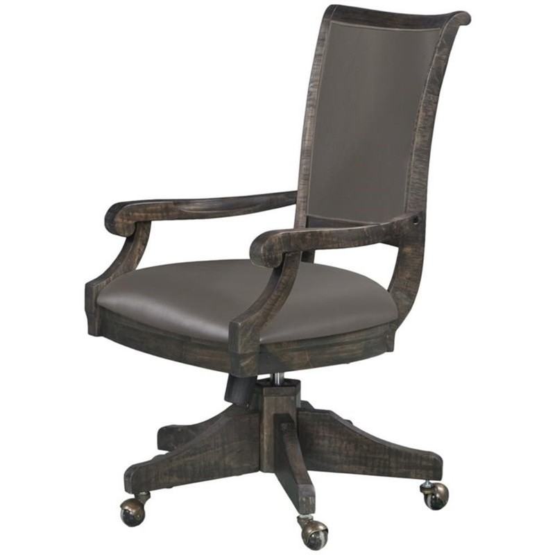 Pemberly Row Contemporary Swivel Chair in Weathered Charcoal