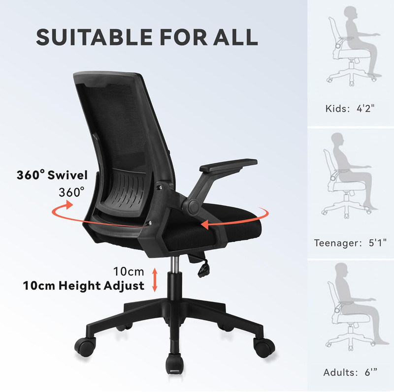 COMHOMA Office Chair with Flip-up Armrests Ergonomic Computer Desk Chair with Ad gallery
