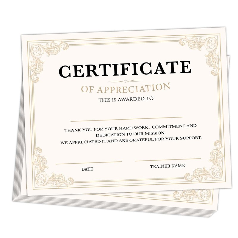25 PCS Certificate of Appreciation Employee Month Retirement Staff 8×10