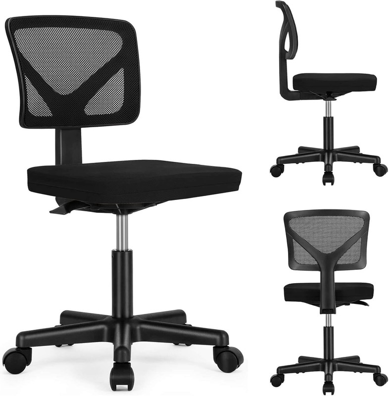 Ergonomic Low Back Computer Chair Adjustable Rolling Swivel Task Chair Black