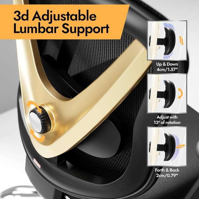 Ergonomic Mesh Office Chair - 3D Adjustable Lumbar Support & 3D Armrests, V-Shap gallery