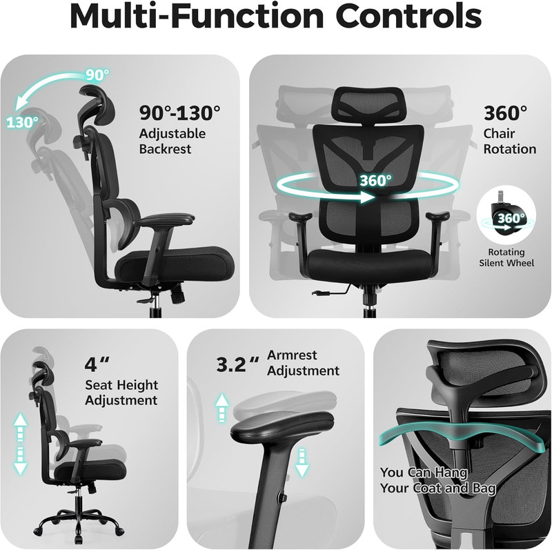 Ergonomic Office Chair High Back Desk Chair with Lumbar Support, Breathable Mesh gallery