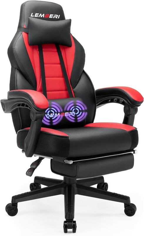 Silla Gamer Ergonómica con Reposapiés y Reposacabezas Ajustable para PC New