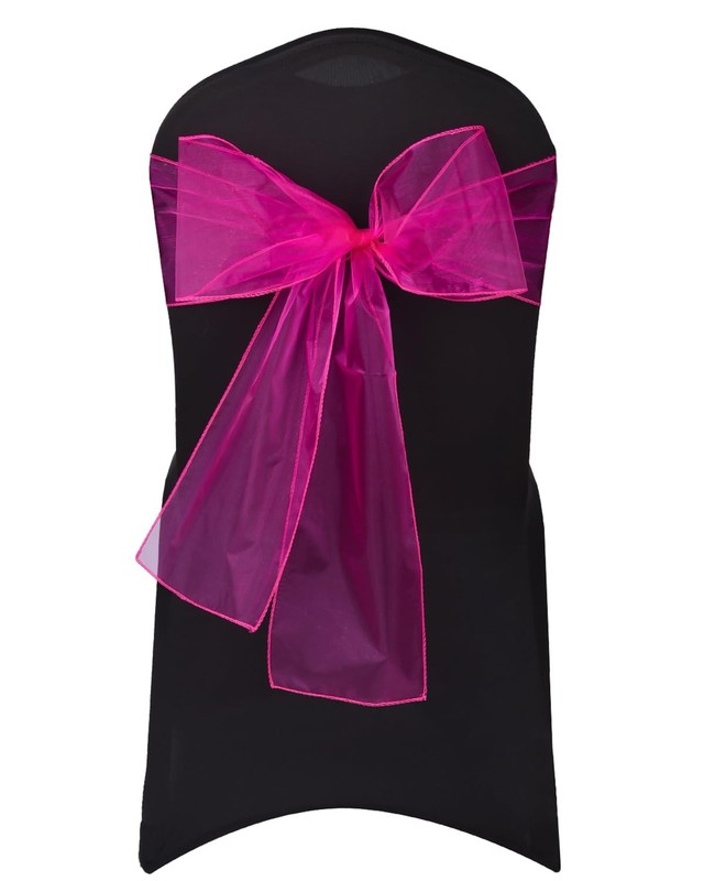 Deisy Dee Set of 25 Organza Sashes, Wedding Decor with These Elegant Hot Pink