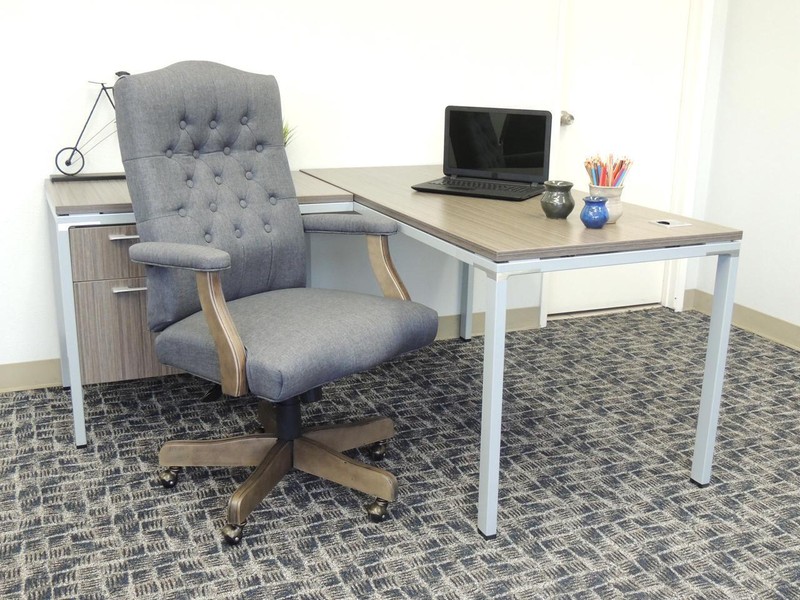BOSS Executive Slate Grey Commercial Grade Linen Chair With Driftwood Finish Fra gallery
