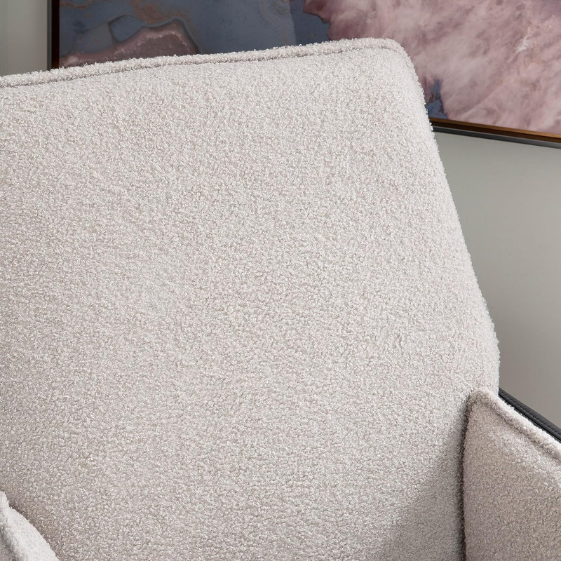Stylish Adjustable Swivel Chair with Black Faux Leather & Grey Sherpa Cushion gallery