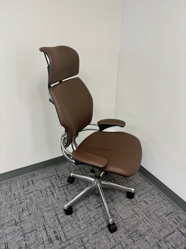 Humanscale Freedom Brown Leather Office Chair Headrest Armrests Office Chair gallery
