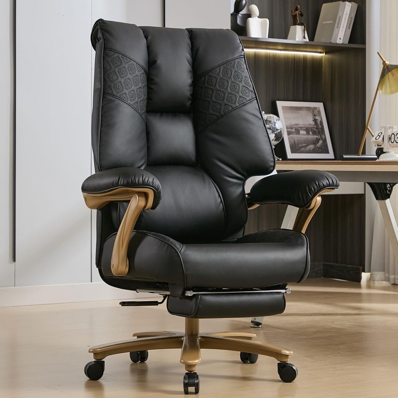 EXCEBET Big Tall Executive Office Chair Footrest 400LBS Black