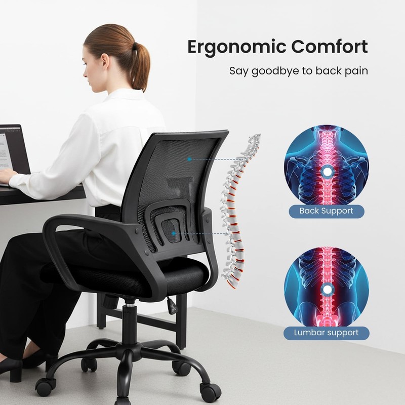 Home Office Chair - Ergonomic Mid Back Mesh Desk Chair with Lumbar Support & ... gallery