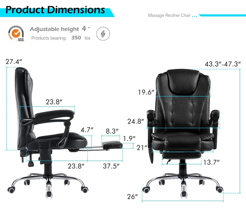 Heated Executive Office Chair w/Massage Desk Chair Leather Computre Chair Black gallery