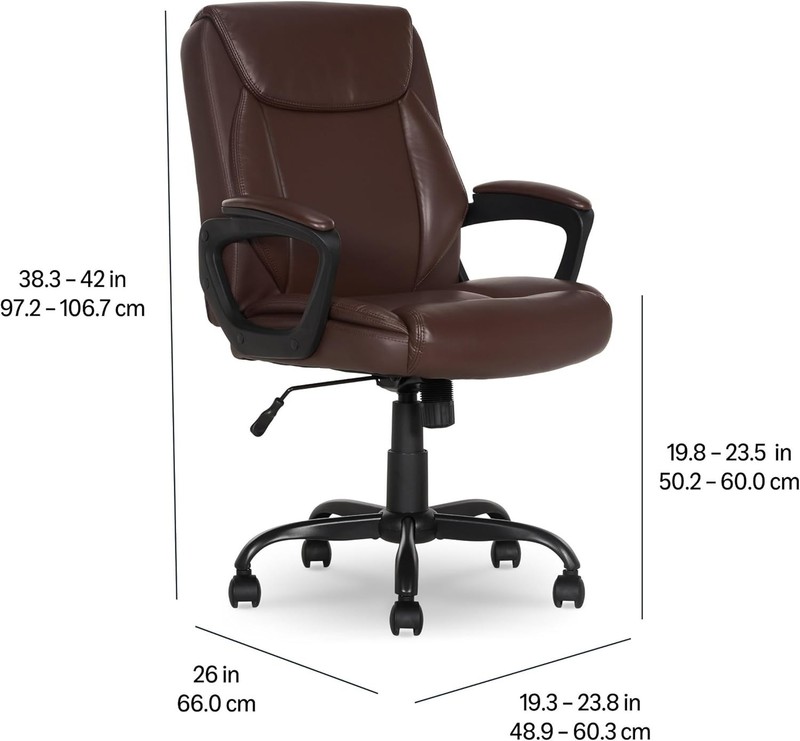 Puresoft PU Padded Office Chair, Ergonomic Design - Adjustable & Chic in Brown gallery