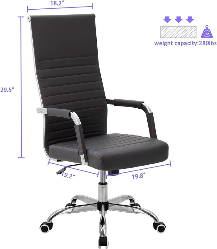 Ribbed Office Chair High Back PU Leather Executive Conference Chair Adjustable S gallery