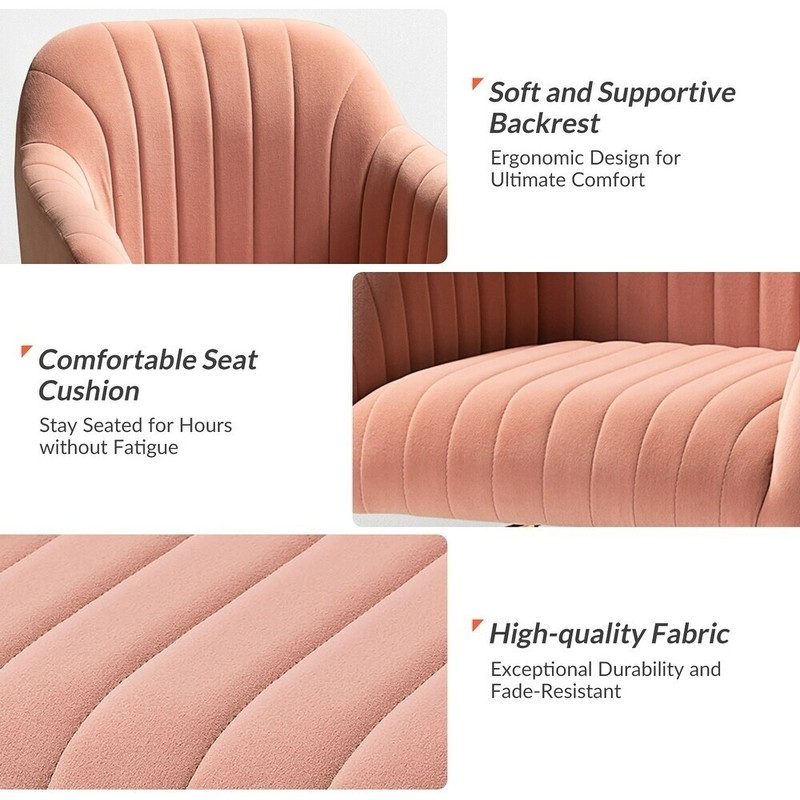 Pink Chair Home Office Desk Adjustable Swivel Velvet Modern Rolling Gold Seat gallery