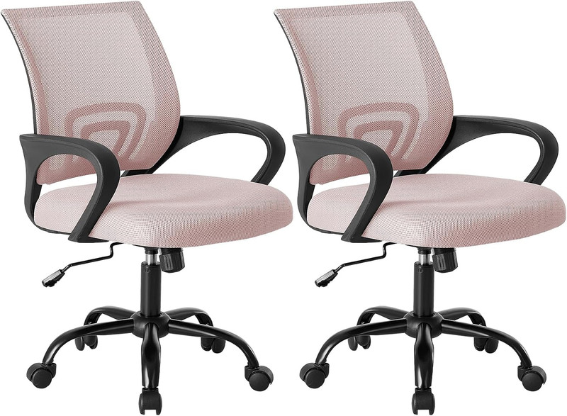 Office Desk Chair – Ergonomic Mid Back with Lumbar Support & Rocking Mode, Heigh