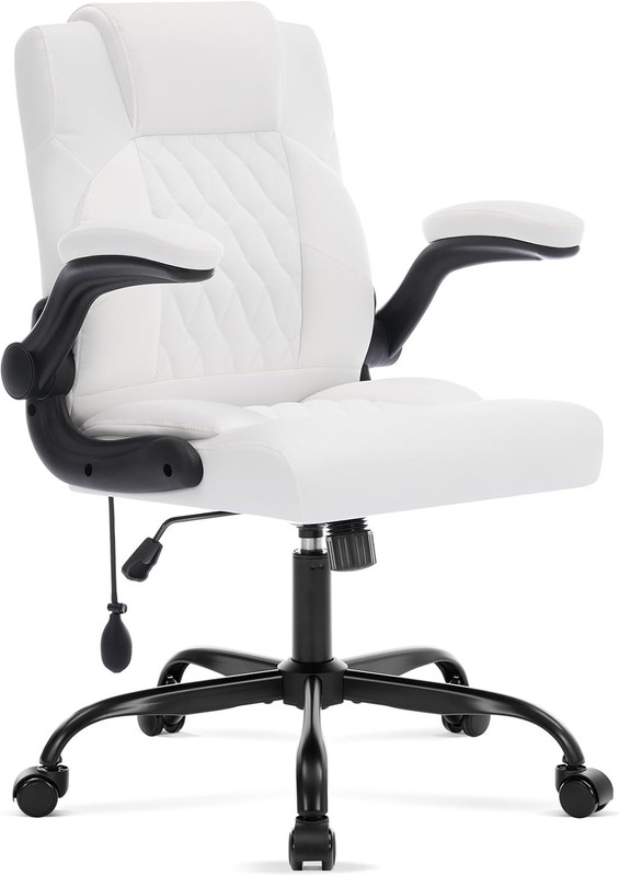 Office Chair with Adjustable Inflatable Lumbar Support,Leather Ergonomic Compute