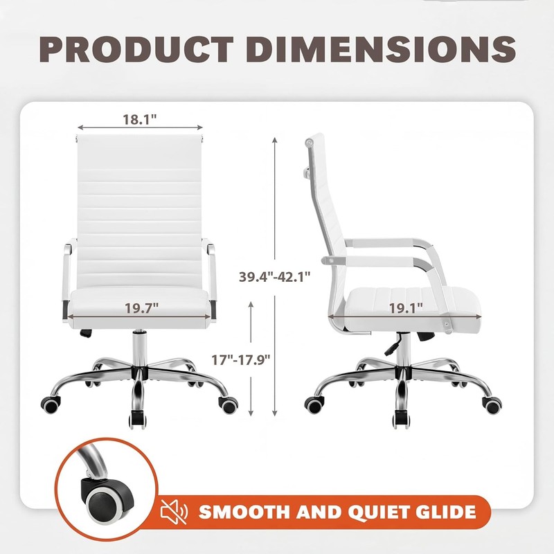 PU Leather Ergonomic Conference Chair Executive Ribbed Mid-Back Office NEW gallery