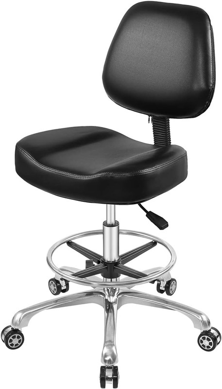 Lift Chair Adjustable Stool Drafting Chair with Backrest & Foot Rest Drafting St