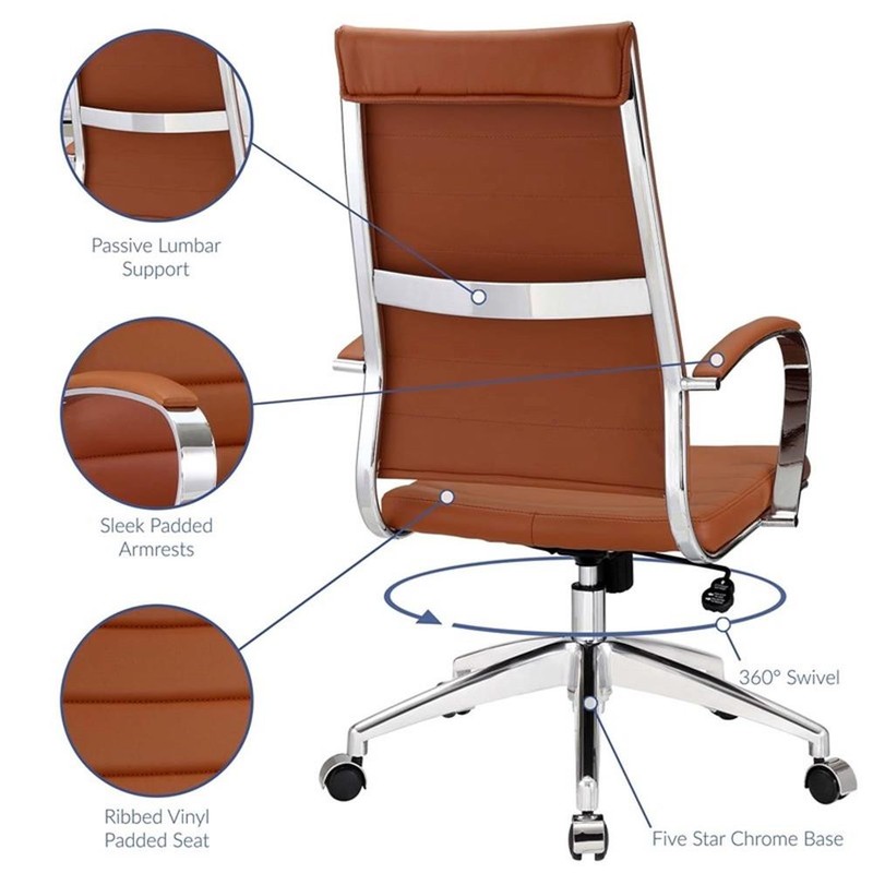 Modway Jive Modern Style Vinyl and Aluminum Highback Office Chair in Terracotta gallery