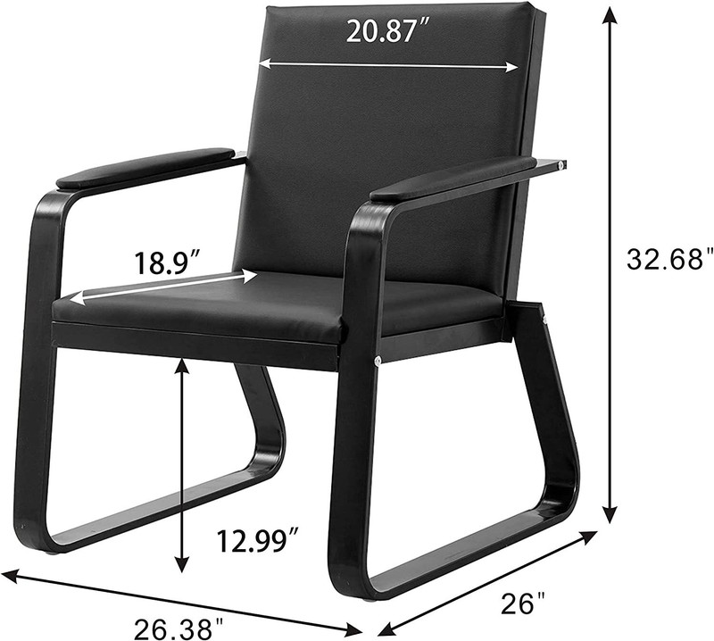 Black Reception Room Bench Chair Office Guest WaitingRoom PVC Leather SteelFrame gallery
