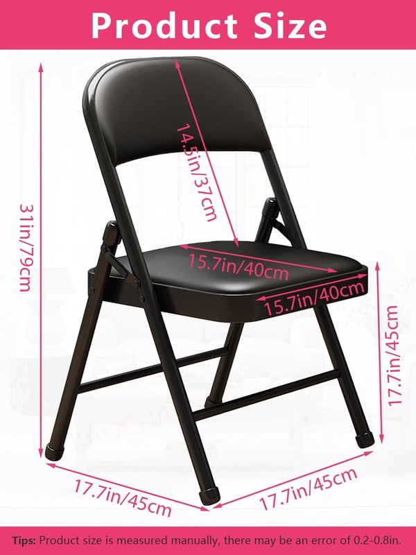 KAOCHA 1 Pack Bulk Folding Chairs with Padded 1 pack, Black Pu Leather gallery