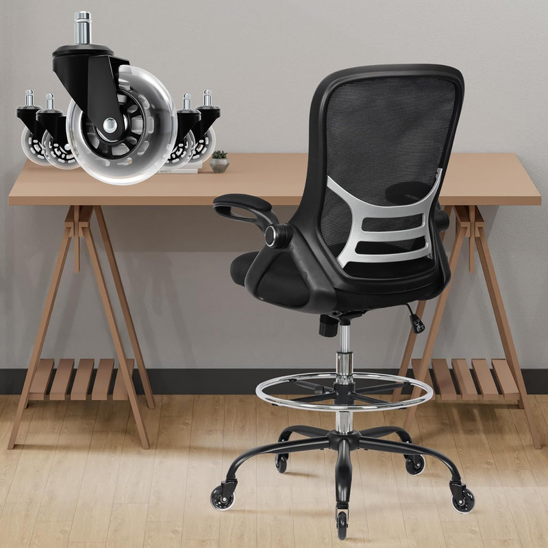 Drafting Chair Tall Office Chair, High Ergonomic Standing Desk Computer Stools w