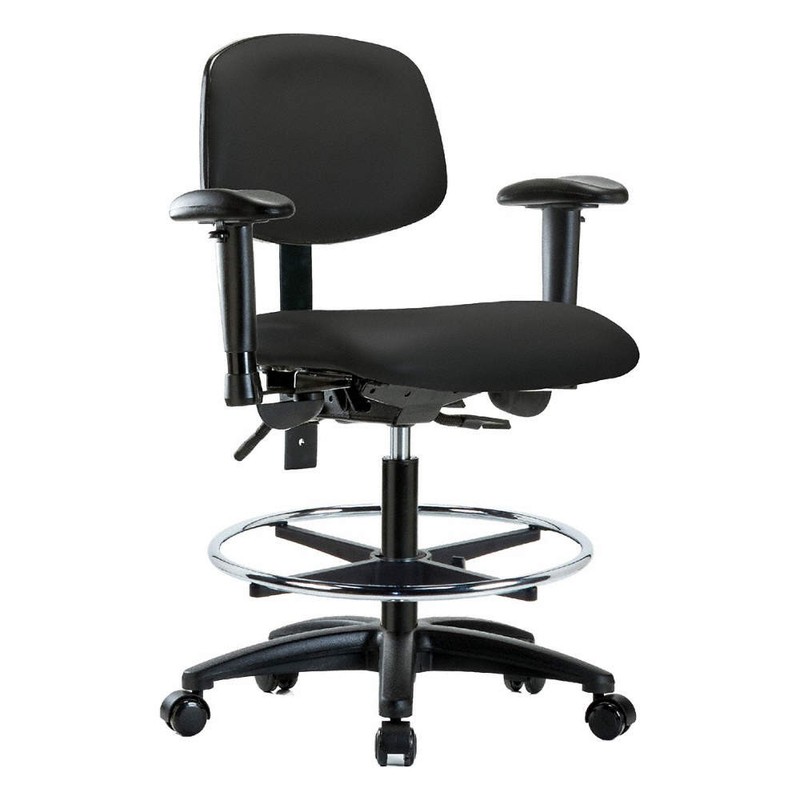 GRAINGER APPROVED Vinyl Chair,Med,T,AA,FR,Cast,Blk 342Y96