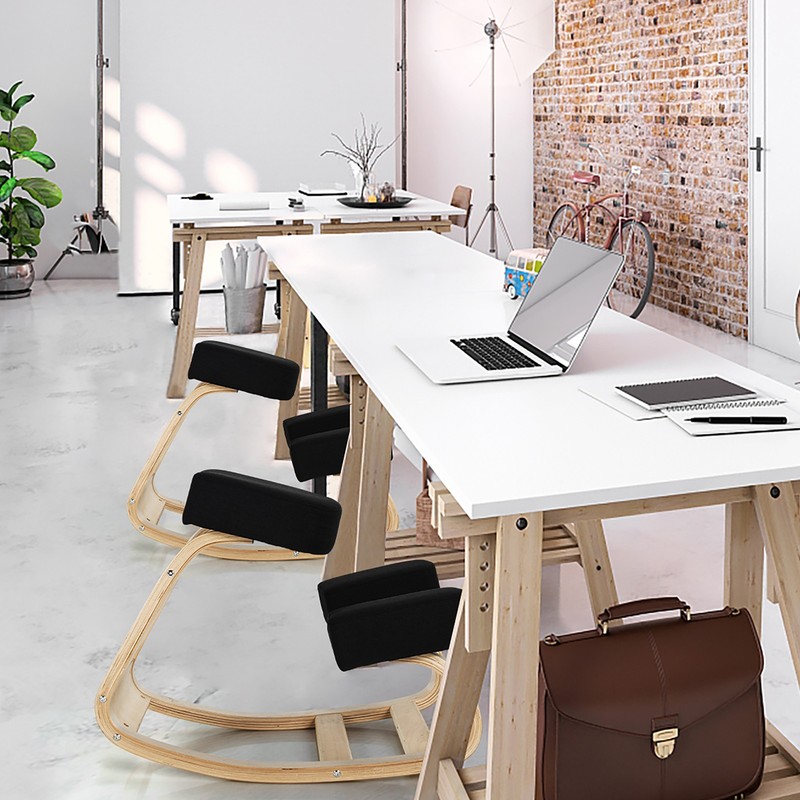Costway Ergonomic Kneeling Chair Rocking Office Desk Stool Upright Posture Black gallery