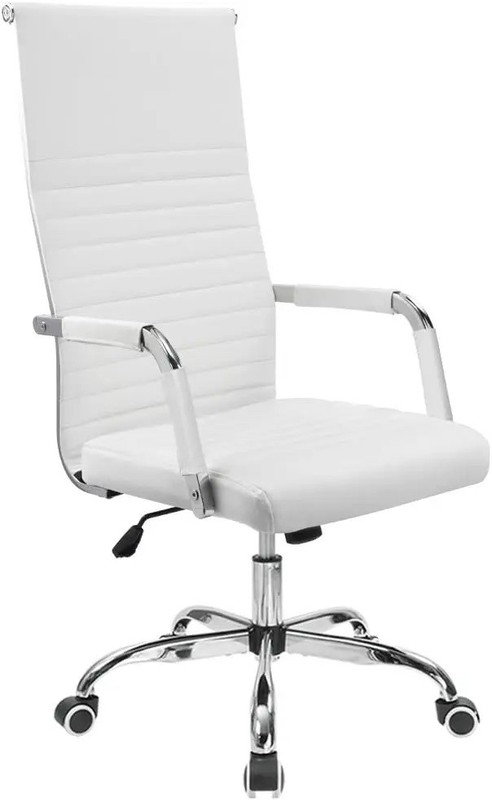 Furmax High Back PU Leather Office Chair Ribbed Executive Swivel Chair Black