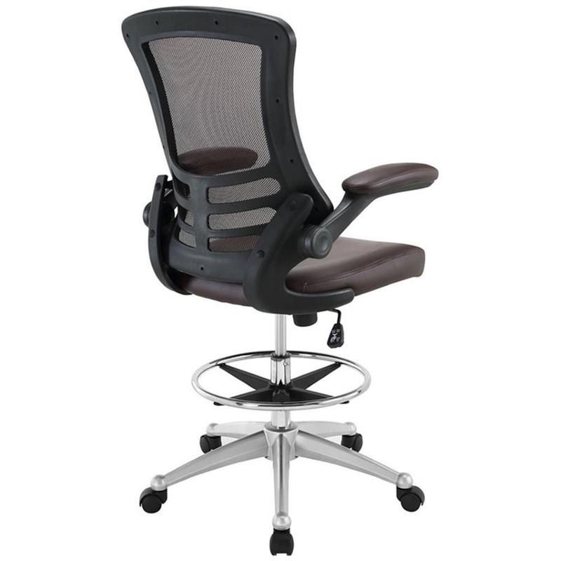 Modway Attainment Modern Vinyl Drafting Chair in Brown Finish gallery