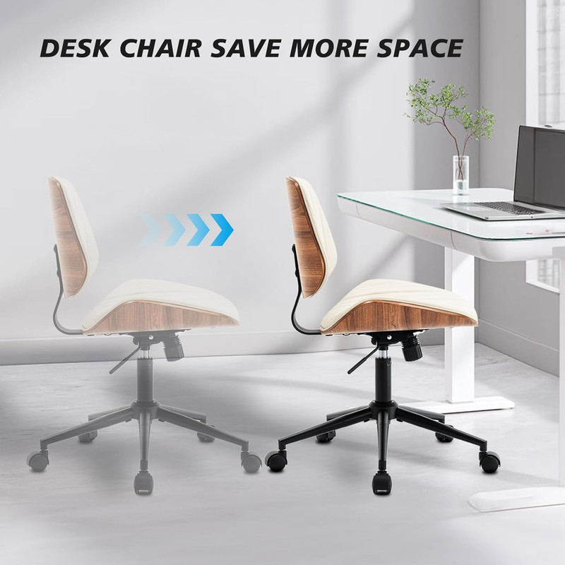 Ergonomic Armless Swivel Desk Chair with Adjustable Height and Modern Design - B gallery