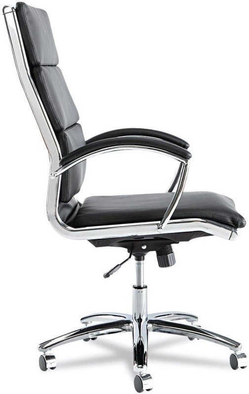 Black Faux Leather Home Executive Chair High Back Swivel Chrome Rolling Seat gallery