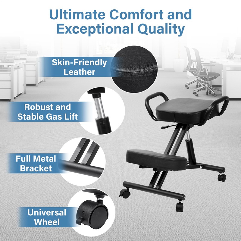 Ergonomic Kneeling Chair Adjustable Stool Upright Back Postures Home Office NEW gallery