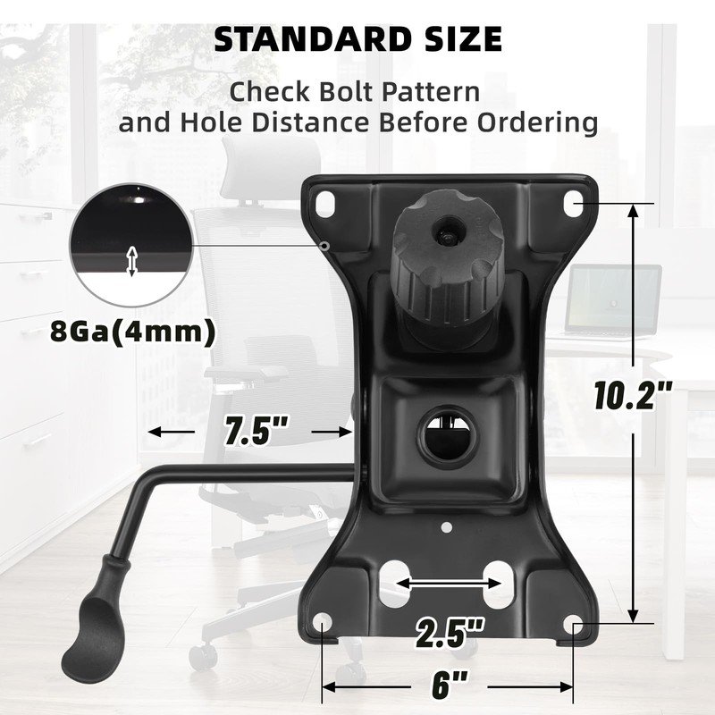 500Lbs Office Chair Replacement Parts, w/ 6'' x 10.2" Mounting Holes Chair Ba... gallery