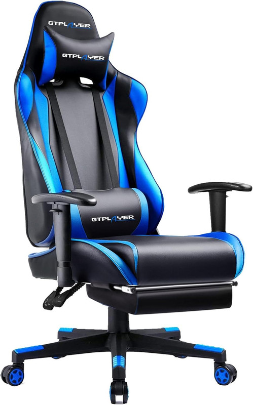Gaming Chair with Footrest, Ergonomic Computer Game Desk Chair, Reclining Gamer