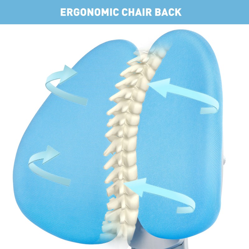 New Adjustable Kids Study Desk Chair Ergonomic 360°Swivel Auto Brake Caster Blue gallery