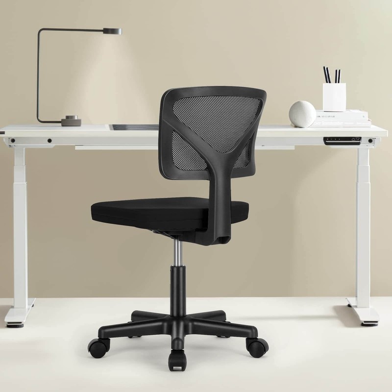 Low-Back Mesh Office Chair W/ Lumbar Support Armless Swivel Rolling Chair gallery