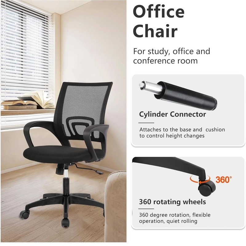 Ergonomic Mesh Office Chair Computer Desk Chair Adjustable Task Swivel Black gallery
