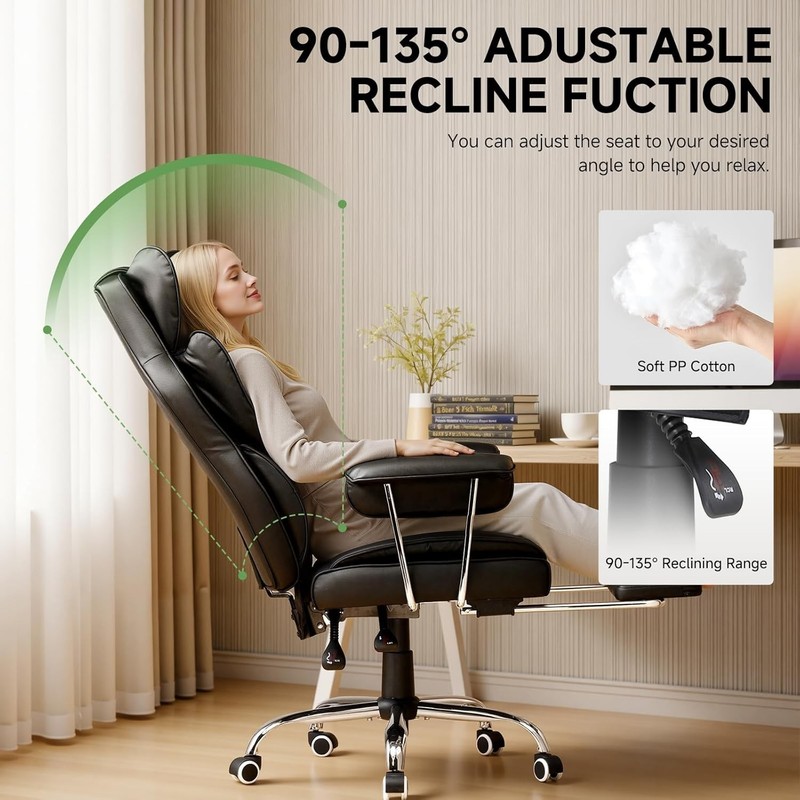 Big and Tall Office Chair, High Back Leather Gaming Chair with Footrest, Exec... gallery