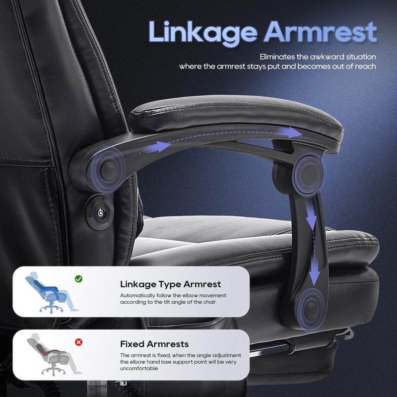 Massage Office Chair with Footrest, High Back Executive Chair, Ergonomic Desk... gallery