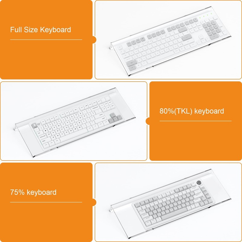 Ergonomic Computer Keyboard Stand Clear Acrylic Tilted Riser Keyboard Tray gallery