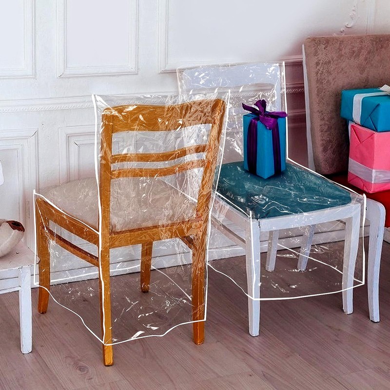 PAMASE 4 Pack Plastic Dining Chair Protectors with Backrests - Clear gallery